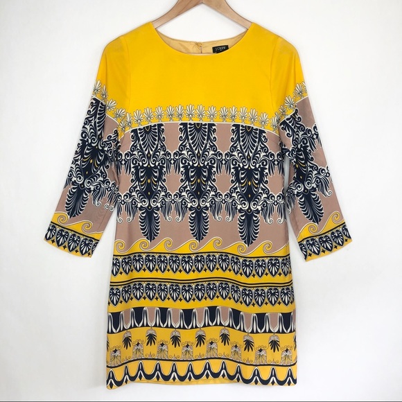 J. Crew Factory Dresses & Skirts - ❌SOLD❌J.Crew Yellow Jules Scroll Print Shift Dress